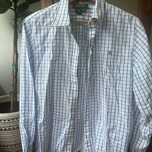 Ralph Lauren Women’s Plaid Button-Up Shirt Large — Classic Preppy Style